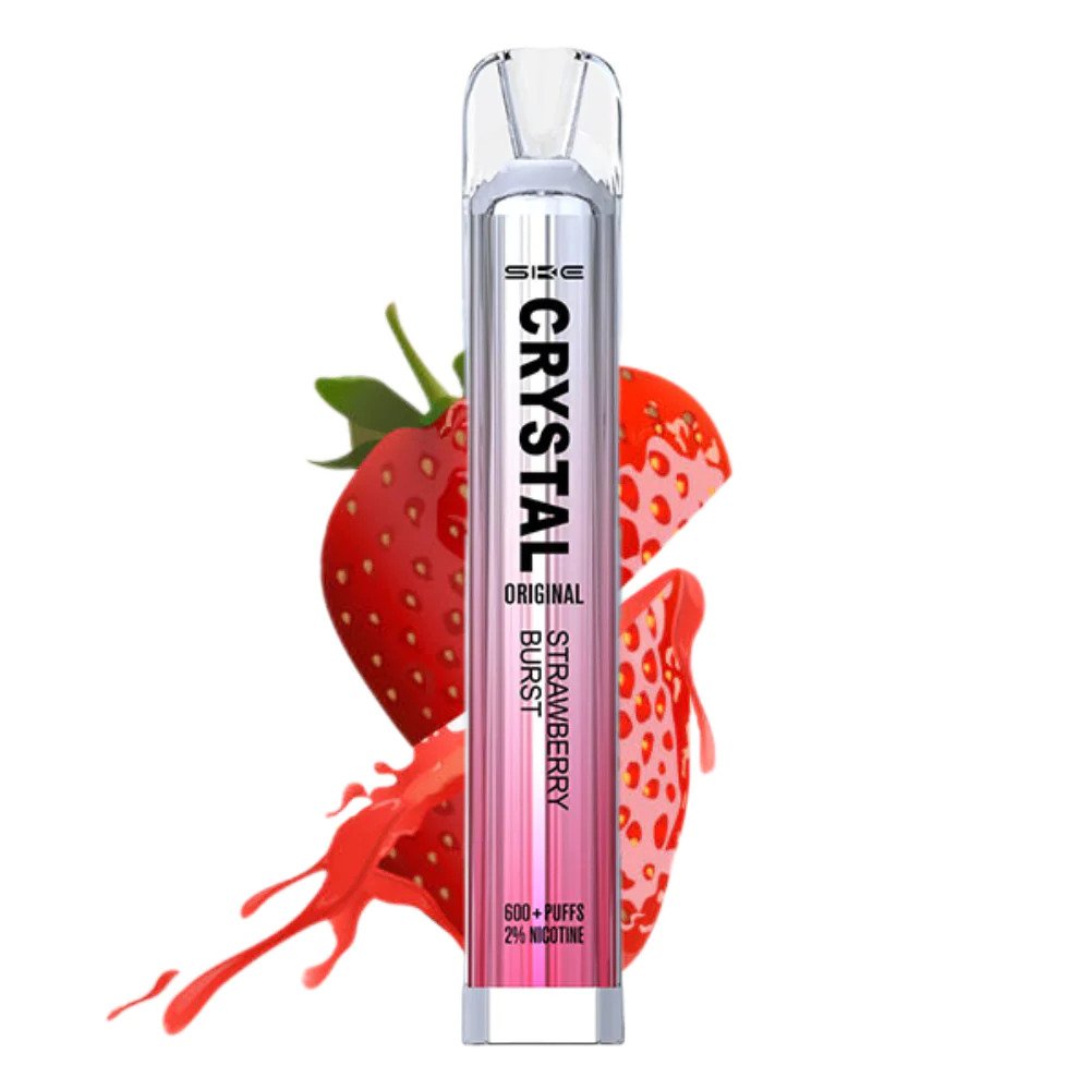SKE Crystal Bar Strawberry Burst 600 Puff Disposable Vape Strawberry